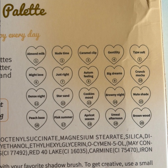 Unicat Lovely Heart Eyeshadow Palette - Brown and Cream Shades - Picture 3 of 4